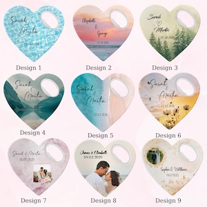 Personalized Bottle Opener Magnet for Guest in Bulk, Custom Heart Shape Wedding Magnet, Bridal Shower Engagement Party Favors, Save The Date