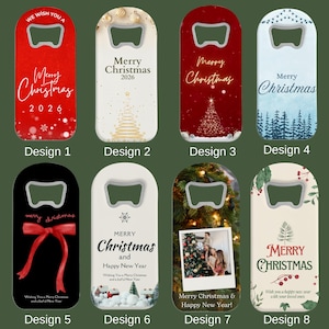 Gepersonaliseerde kerstflesopener magneetcadeaus voor gasten, nieuwjaarsfeestgunsten, aanpasbaar decor, bedankje souvenir, gegraveerde opener