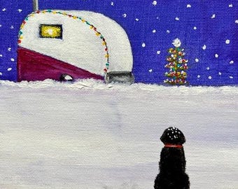 Christmas with my dog, original painting
