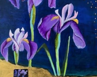 Twilight Iris with Grasshopper