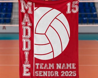 Personalized Volleyball Blankets: Custom Team Senior Night Gift, Girls Team Merch, Sport Cozy Throw, Girls Volleyball Gift