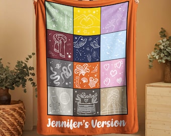 Custom Colorful Music Era Blanket : Personalized Cozy Throw Gift for Fans, Birthday or Christmas Present, , Album Blanket