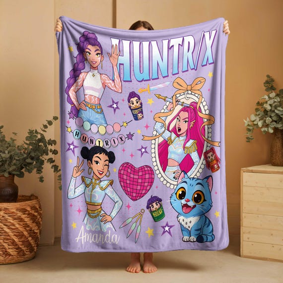 Personalized K-Pop Blanket: Anime Inspired Gift, Custom Name minky Blanket