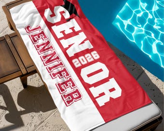 Personalized Class of 2026 Beach Towel, Graduation Gift