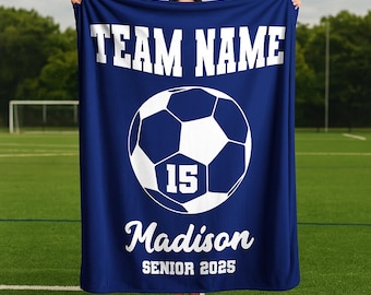 Personalized Soccer Blankets: Custom Team Name Senior Gift, senior gift ideas for sports, Cozy gift for team, Girls Soccer Merch