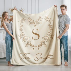 Personalized Family Name Blanket, Last Name Initials Blanket, Wedding Anniversary Gift,   grandma throw, Christmas Gift, custom logo blanket