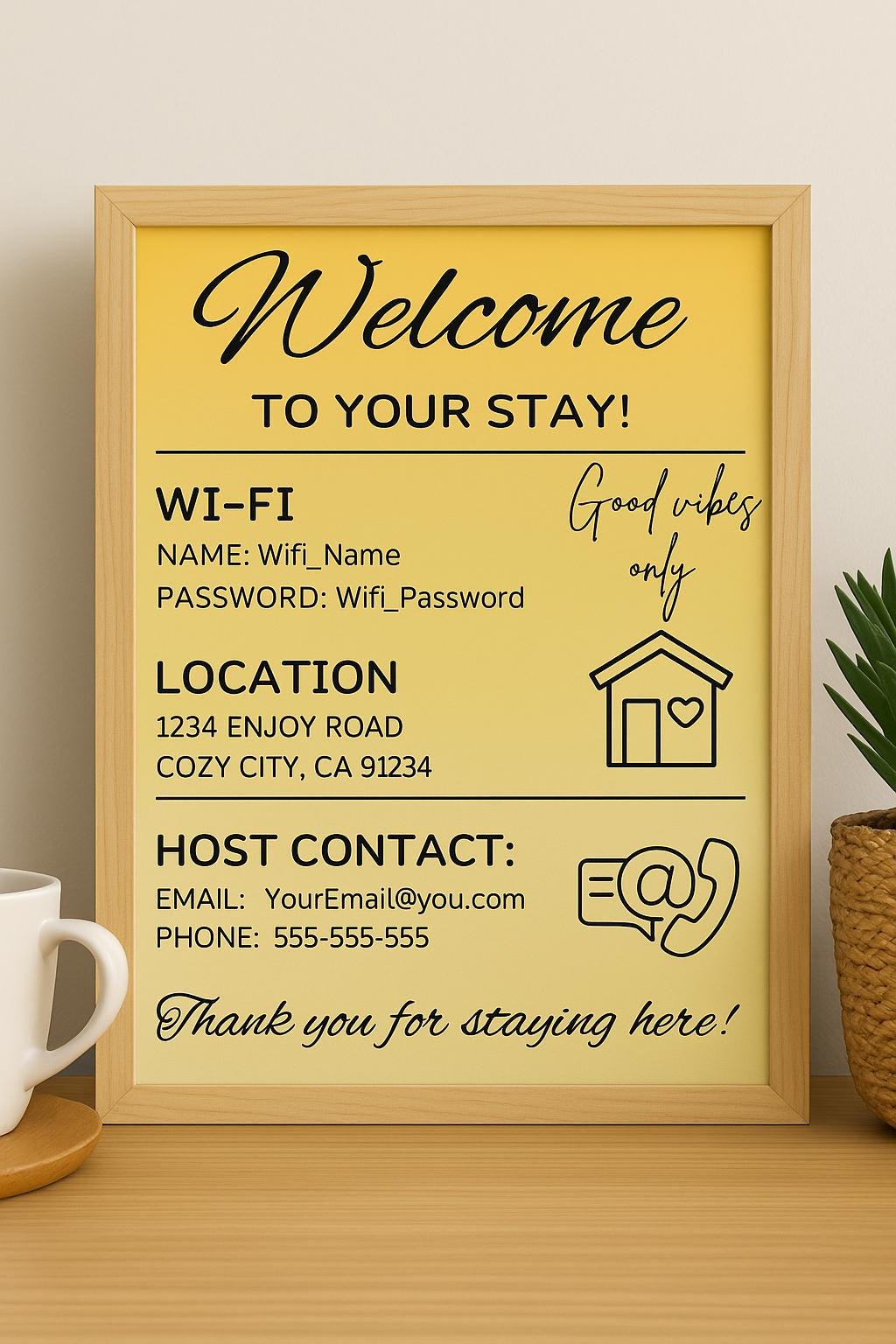 Editable Airbnb Welcome Sign | Printable Guest Info Template | Wi-fi ...