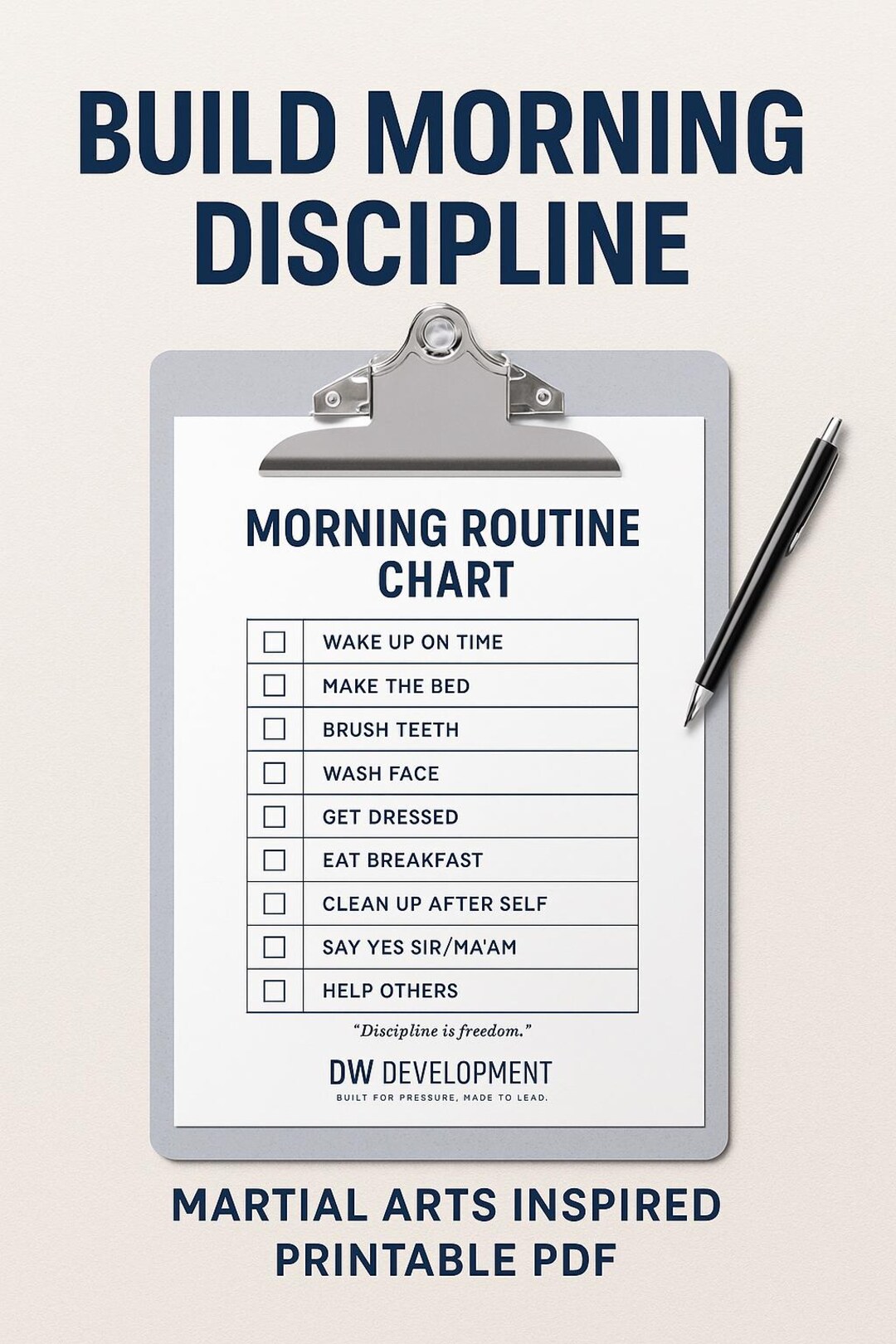 Morning Routine Chart for Kids - Martial Arts Inspired Printable ...