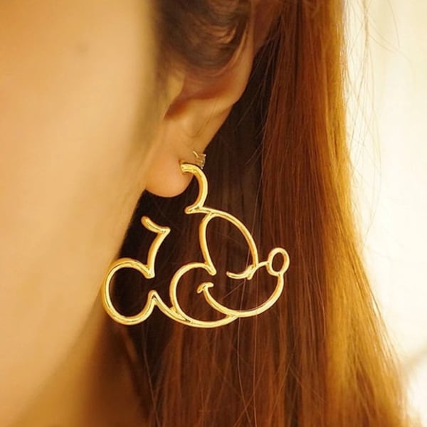 Mickey Mouse inspired hoop earrings Mickey Mouse earrings. Large hoop earrings. alloy hoop earrings. Disney vacation hoop earrings.