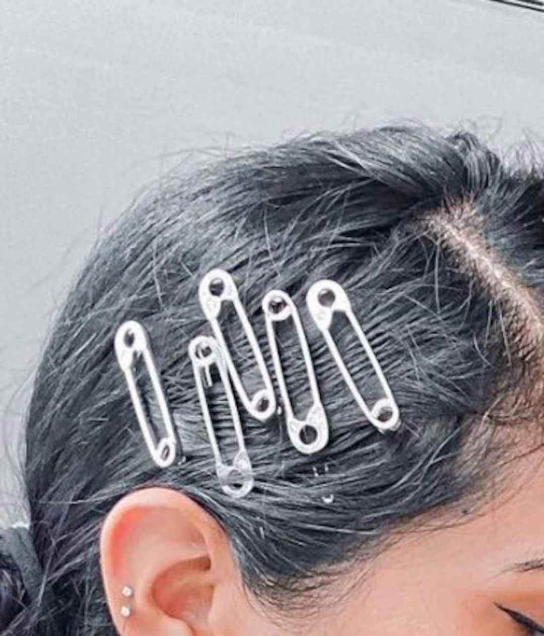 Gold or Silver Safety Pin Hair Clip, Bobby Pins, Boho Paper Clip Hair
