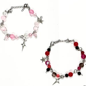 Handcrafted Nana and Hachi–inspired anime matching bracelet pair .