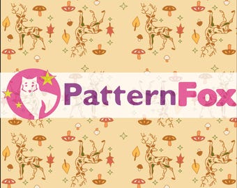 Fall Deer Seamless Pattern: Tan Nature Design (PNG Digital Download