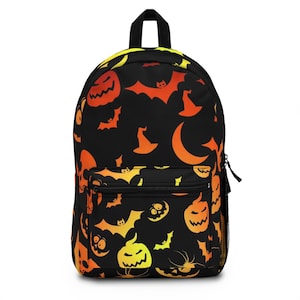 Halloween Backpack: Spooky Pumpkin & Skull Print - Trick or Treat Bag