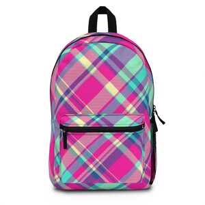 Colorful Plaid Backpack: Stylish School Travel Bag
