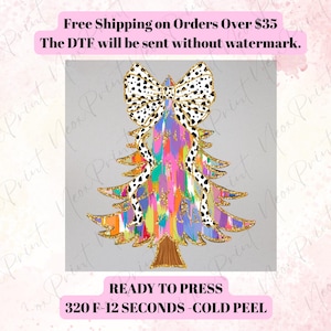 Christmas Coquette Tree Ready To Press, Christmas DTF, Direct To Film, Christmas, Xmas Tree Heat Transfers