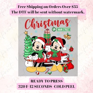 Christmas on Main Street Heat Press, Disney Christmas DTF Transfer, Ready to Press Disney Christmas DTF Print, Holiday Shirt Transfer 2025