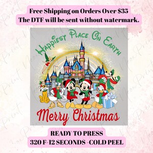 Disney Christmas DTF Transfer, Merry Xmas Heat Press, Ready to Press Disney Christmas DTF Print, Holiday Shirt Transfer 2025