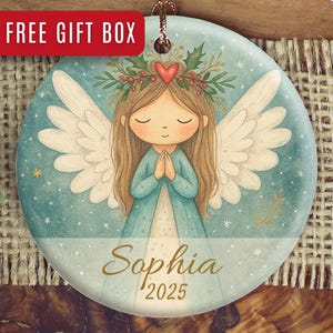 Personalized Guardian Angel Ornament for Girl, Custom Christmas Angel Keepsake 2025 | Memorial or Baptism Gift