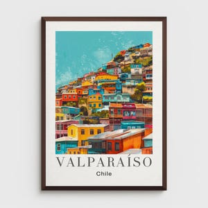 Valparaíso Chile Poster: Retro Travel Print, Pacific Ocean Wall Art