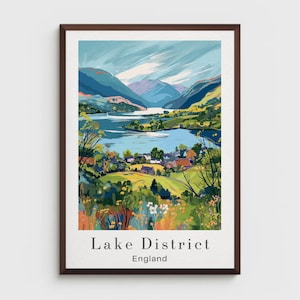 Lake Distrikt ENGLAND Poster Druck - Wandkunst - Reise Poster - England Poster Druck - Reise Geschenk - Derwentwater Landschaft - UK Reise Kunst