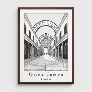 Covent Garden London Fine Line Poster Print - Wall Art - Travel Poster - London Poster - Travel Gift - Covent Garden Print Black and White