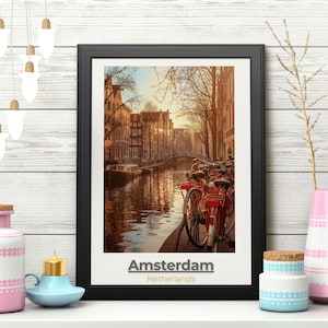 Amsterdam Travel Poster: Vintage-Style Netherlands Wall Art