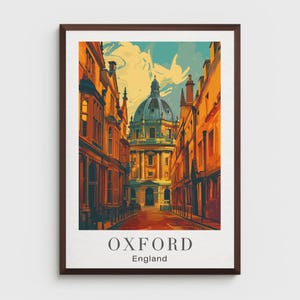 OXFORD ENGLAND Poster Print - Wall Art - Oxford Travel Poster - Travel Decor - Travel Gift - Radcliffe Camera Building Oxford -Vintage Print
