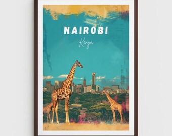Plakat podróżniczy z Nairobi: retro Kenijski wydruk artystyczny