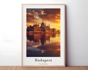 Budapest Travel Poster: Vintage Hungarian Parliament Art Print
