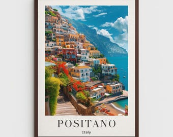Positano Italy Travel Poster Print: Amalfi Coast Wall Art