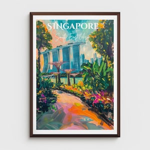 SINGAPORE Poster Print - Wall Art - Vintage Travel Poster - ASIA Poster Print - Travel Gift - Retro Home Decor - Marina Bay Sands