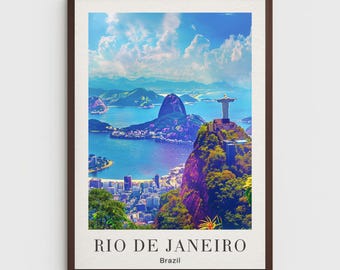 Rio de Janeiro Travel Poster: Christ the Redeemer, Brazil Wall Art