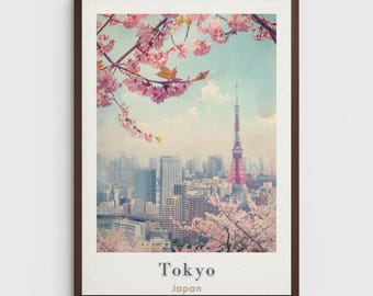 Vintage Tokyo Travel Poster: Tokyo Tower Japan Art Print