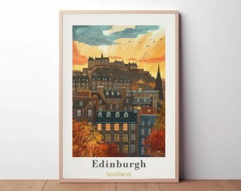 Plakat podróżniczy do Edynburga: Vintage Scotland Art Print