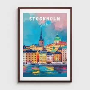 STOCKHOLM POSTER PRINT - Wall Art - Retro Travel Poster - Sweden Poster - Travel Gift - Home Decor - Gamla Stan old town