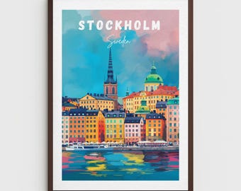 Retro Stockholm Travel Poster: Sweden Wall Art Print