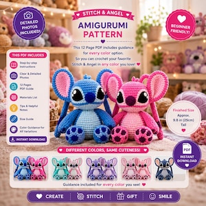 Virkmönster för stygn och änglar i PDF-format | Handledning för amigurumi-plyschleksaker | Mönster för söta virkdockor | Nedladdning direkt bild 6