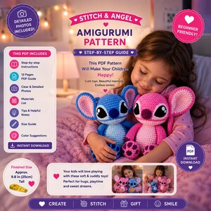 Virkmönster för stygn och änglar i PDF-format | Handledning för amigurumi-plyschleksaker | Mönster för söta virkdockor | Nedladdning direkt bild 4