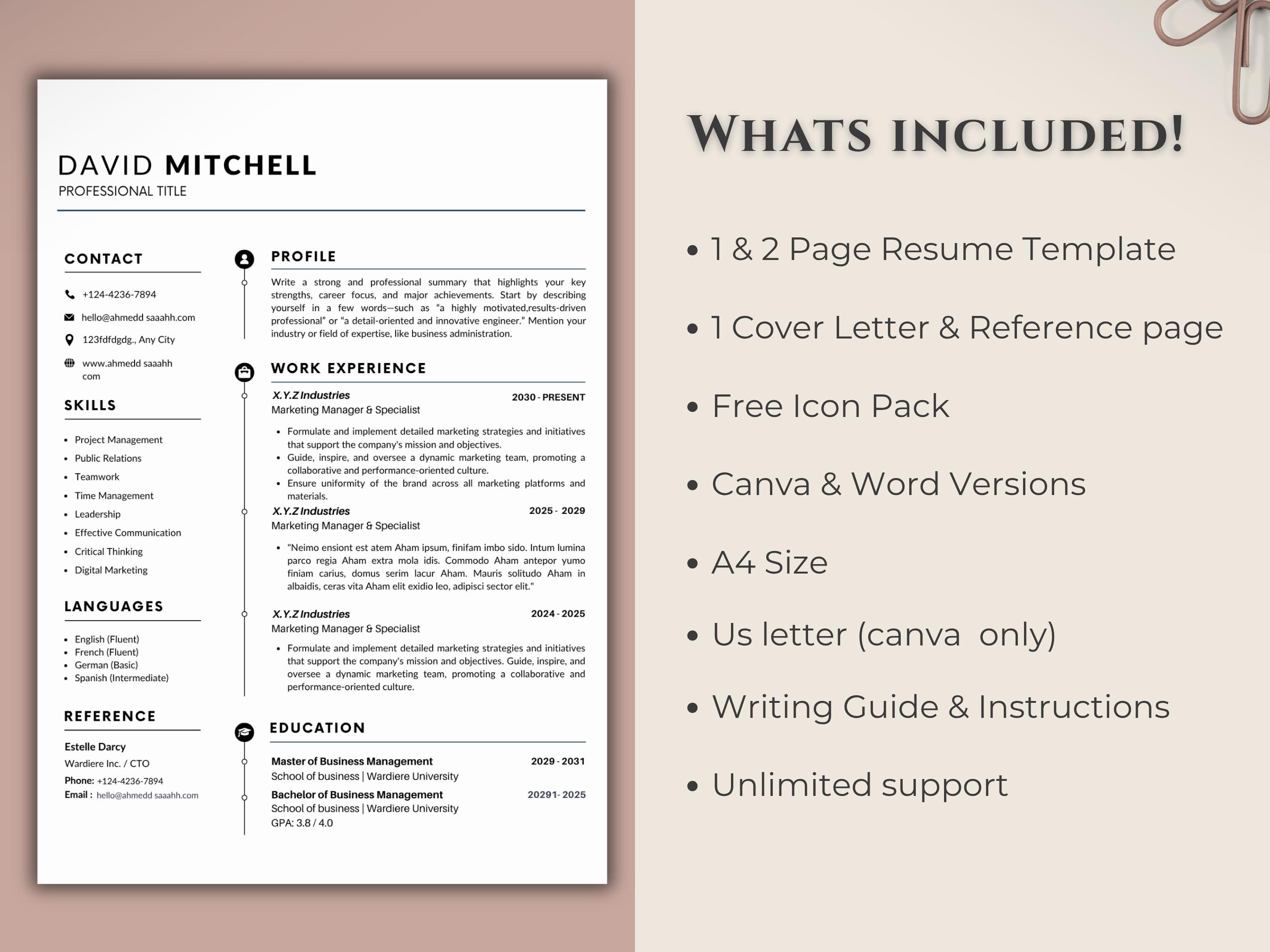 ATS Friendly Resume Template | Editable Resume in Word & Canva ...