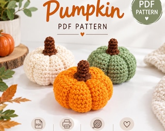 Crochet Pumpkin Pattern PDF Easy Beginner Fall Decor Rustic Autumn Halloween Thanksgiving Farmhouse DIY Craft Instant Download