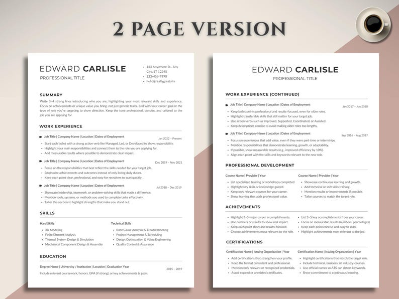 ATS Friendly Resume Template | Word & Canva CV | Professional and ...