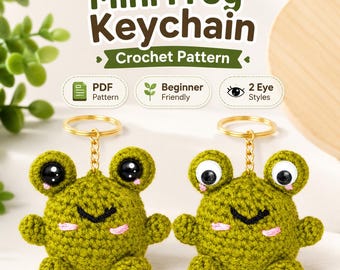 Crochet Frog Pattern PDF, Frog Keychain Pattern, Beginner Amigurumi Tutorial, Cute Frog Bag Charm, Kawaii Crochet Pattern, Digital Download