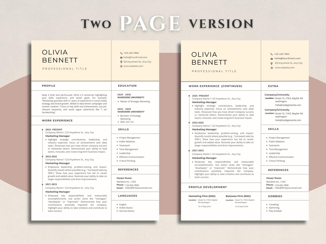 Resume Template for Microsoft Word and Canva | Executive Resume ...