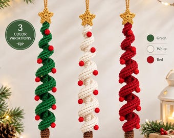 Spiral Crochet Christmas Tree Ornament Pattern Amigurumi Xmas Holiday Crochet Decor Instant Digital Download