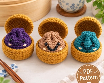 Crochet Dumpling Steamer Pattern Beginner Friendly Amigurumi Plushie Kawaii Food Crochet PDF Instant Download