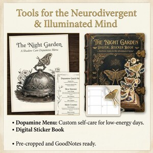 Ultimat skuggarbetespaket | Dark Academia Digital Journal Oracle Deck | Guidad helande arbetsbok, gamifierad vanespårare och månlig humörkarta bild 4
