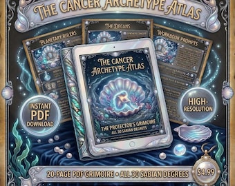 Werkboek sterrenbeeld astrologie, Sabian-symbolen grimoire pdf, schaduwwerkdagboek prompts, maanmagisch boek der schaduwen, watertekencadeau