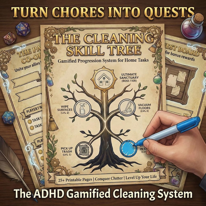 ADHD Cleaning Game | RPG Chore Chart, Gamified Home Organization (PDF ...