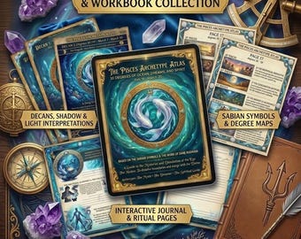 Archetypeatlas Vissen | Gids voor astrologische symbolen van Sabian | Schaduwwerkdagboek en somatisch ritueel werkboek | Diepwaterbord Grimoire