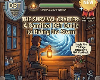 DGT-werkboek met gamificatie, RPG-gids voor geestelijke gezondheid, overlevingsgids voor pixelart, therapietools voor pixelart, dagboek voor tieneremotie, digitale download pdf